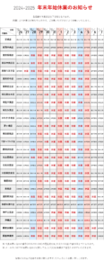 年末年始休業のお知らせ
